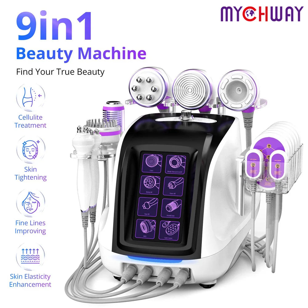 Aristorm cavitation 40k machine skin tightening Cavitation 9 in1 skin tightening tool facial stimulation machine